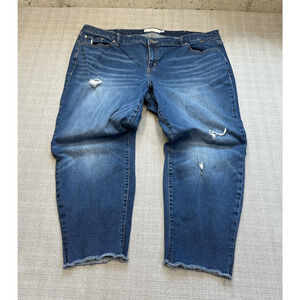 Torrid Boyfriend Jeans Womens size 24 Cropped Denim‎ Blue Distressed Plus